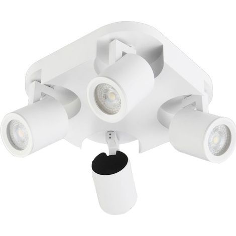 Plafoniera 4 diffusori orientabile da soffitto parete lampada tonda attacco GU10 per bagno soggiorno bianco o nero (1/5)
