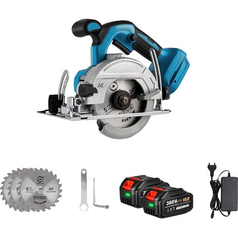 Scie circulaire, moteur sans balais, angle de coupe réglable, Ensemble de batterie 2x3.0Ah (1/2)