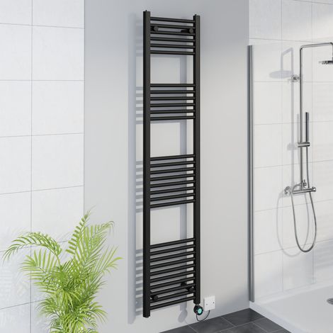 WiFi Thermostatic Straight Towel Rail Timer Black 1800x400mm