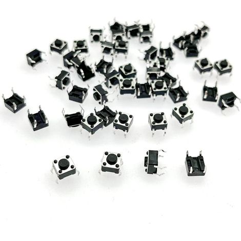 50 x Mini interrupteur à bouton tactile 6x6x4.5 mm miniature bouton-poussoir micro-interrupteurs tactiles 4 broches 4 pin interrupteur à bouton-poussoir momentané 12V 6mm pour PCB (1/5)