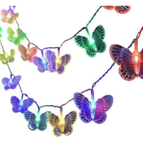 Guirlande Solaire - 5 M - 20 Led Papillon - Étanche Ip65 - 8 Modes Lumineux - Pour Jardin Terrasse Balcon - 1 Pièce (1/5)
