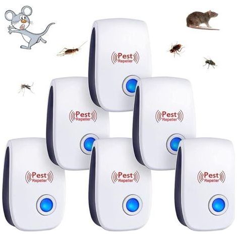 6pcs Répulsif à Ultrason Antiparasitaire, Intérieur, Appareil Anti Moustique/Souris/Cafards/Rongeurs/Fourmis/Araignées/Insectes (1/5)