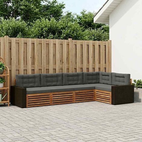 vidaXL Outdoor-Sofagarnitur 5 pcs Natur und Anthrazit (1/5)