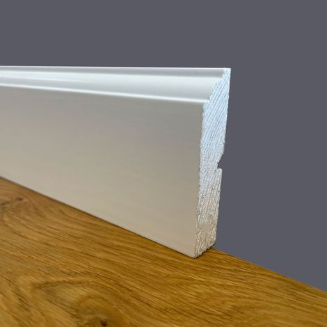 Battiscopa PREMIUM in legno MASSELLO mod.FIRENZE 68x15 laccato bianco liscio (prezzo al metro)