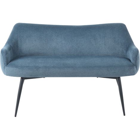 Kitchen Sofa Blue Polyester Fabric Upholstery 2-Seater Metal Frame Black Legs Bench ARENDAL (1/5)