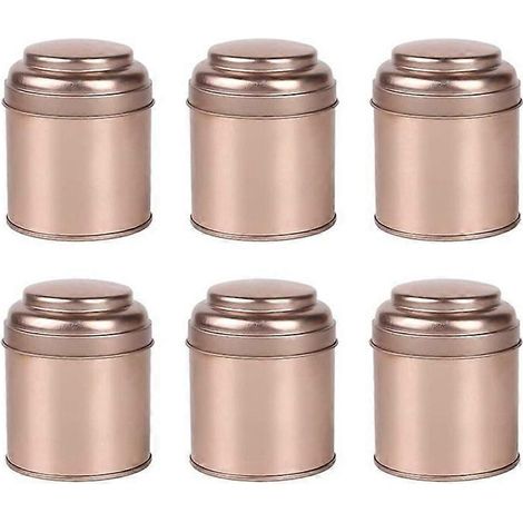 6 Teekannen aus Metall mit doppelten, luftdichten Deckeln (Roségold) - Auslaufsichere Vorratsdosen, 6er-Set Behälter für Aufgüsse und Gewürze (1/5)