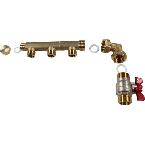 Pack collecteur distribution sanitaire/chauffage M 3/4" (20/27) - F 1/2" (15/21) - 3 Sorties Verticales Mâles 1/2" (15/21) - 1 Sortie Horizontale 1/2" (15/21) - Arcanaute