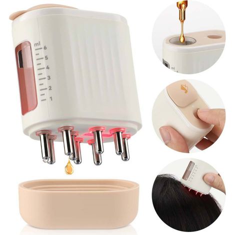 Masseur de cuir chevelu électrique 2 en 1, massage à lumière rouge pour croissance des cheveux, réservoir d'eau 6 ml (pour relaxation)