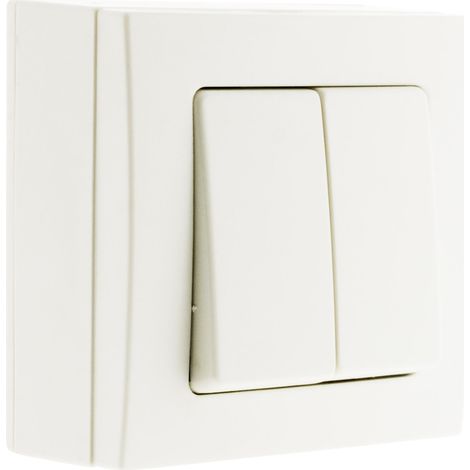 Interrupteur bouton double Va&Vient 10A saillie - Blanc (1/5)