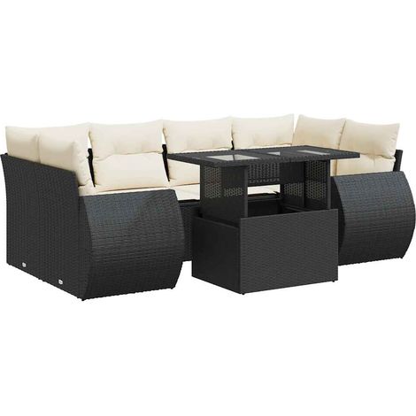 vidaXL Set Divani da Giardino con Cuscini 7pz Nero Polyrattan (1/5)