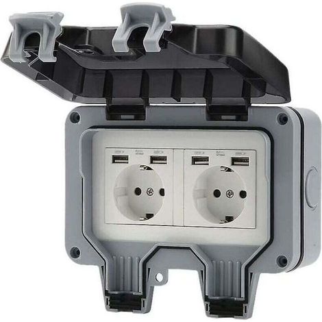 Prise de jardin, prise extérieure 16A, USB, prise murale, étanche à la pluie, prise de charge (1/4)