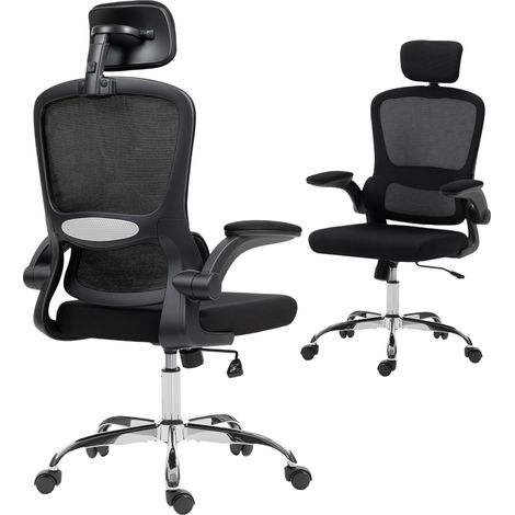 HOMCOM High Back Mesh Computer Desk Chair with Lumbar Support, Black (1/5)