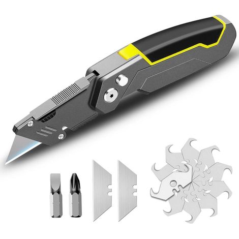 4-in-1 Klappmesser mit Schraubendreher, Universal-Cutter für Kartons, Teppich, Leder