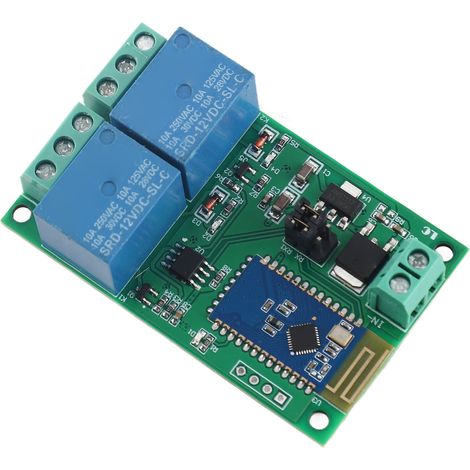 Module Relais 2 Canaux Carte Bluetooth Interrupteur Télécommande par Application Contrôle Voyant Lumineux DC 12V (1/5)