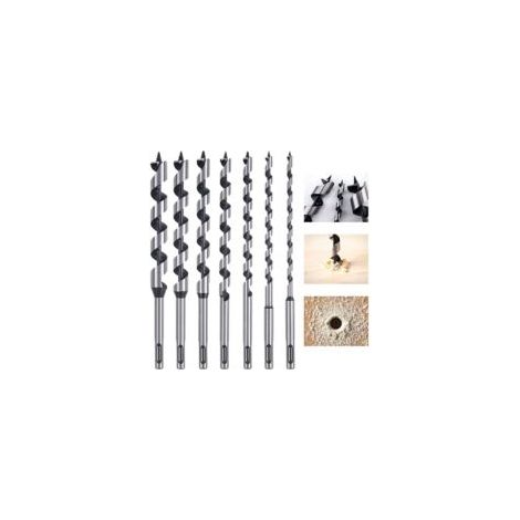 èche à Bois Hélicoïdal, 7 PCS SDS-Plus Forets à Bois Set en Acier Au Carbone Spiral Trou Cutter Outil à Bois Kit, D'outils avec Diamètre 6mm/8mm /10mm/12mm /14mm/16mm/18mm (1/5)