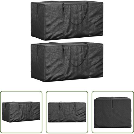 vidaXL Rangement extérieur - Sacs de rangement pour coussins de jardin 2 pcs noir (1/5)