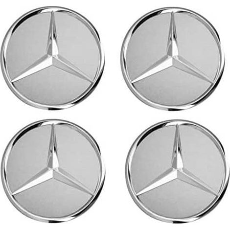Jantes Enjoliveurs Mercedes 75 mm Argentés Lot de 4, Cache Moyeu Voiture Compatible, Accessoires Extérieurs Auto, 7.5 cm (1/3)