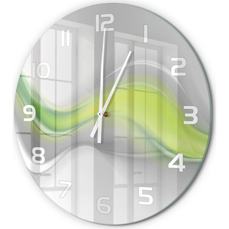 Horloge Murale Ronde Objet Décoratif en Verre Silencieuse pour Salon Abstraction de vague fi 60 cm