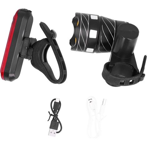 Ensemble d'éclairage avant et arrière pour vélo, phare avant et arrière rechargeables par USB pour la conduite (1/5)