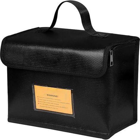 Sacoche de batterie ignifugée et étanche, compatible avec les batteries LiPo, pour une protection optimale lors du chargement et du transport. Port de chargement latéral invisible et poche en filet. D (1/5)