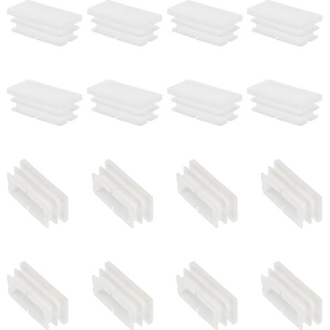Bouchons à Lamelles Rectangulaire Bouchon en Plastique, 16 Pcs 40 x 20mm pour Tubes Rectangulaires Pieds de Chaise Meubles de Tube en Métal Clôtures pour Trous de 39mm, Blanc (1/5)