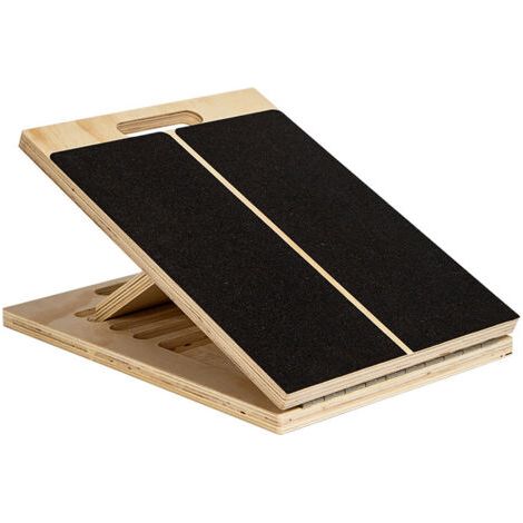 Planche Inclinée Professionnelle, Panneau Incliné Réglable en Bois Portable Planche d'Équilibre avec Poignée pour Mollet Squats Jambes Genoux Talon Cheville
