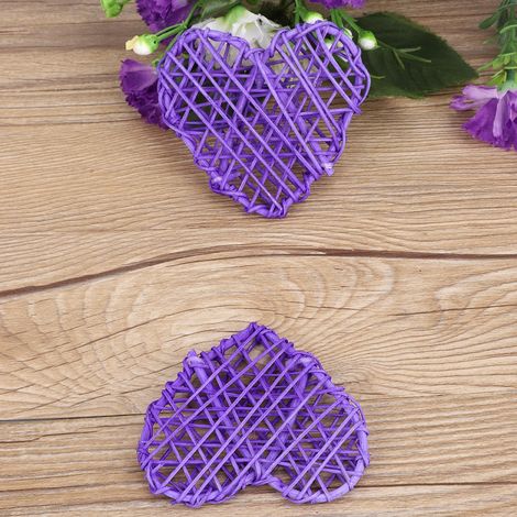 Set mit 6 DIY-herzförmigen Dekokugeln aus Rattan für Hochzeits- oder Partydekorationen (lila) (1/5)