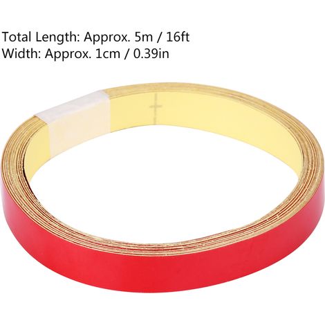 Ruban adhésif réfléchissant 1cm x 5m autocollant sécurité véhicule rouge, bande signalisation pour voiture moto carrosserie (1/5)
