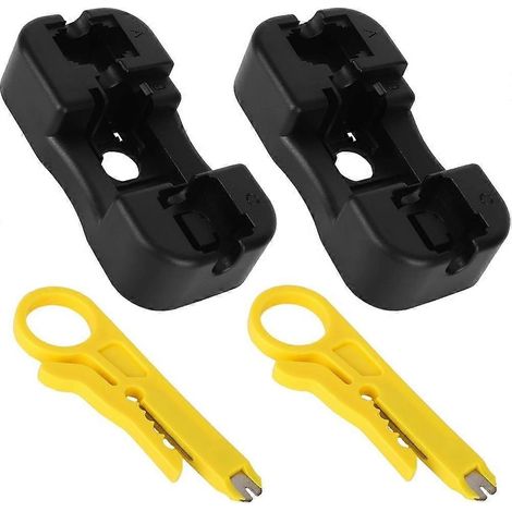 Supports de montage pour prises RJ11, RJ12 et RJ45 (90° et 180°) avec 2 outils de dénudage de fils inclus - JBMEDIA (1/4)