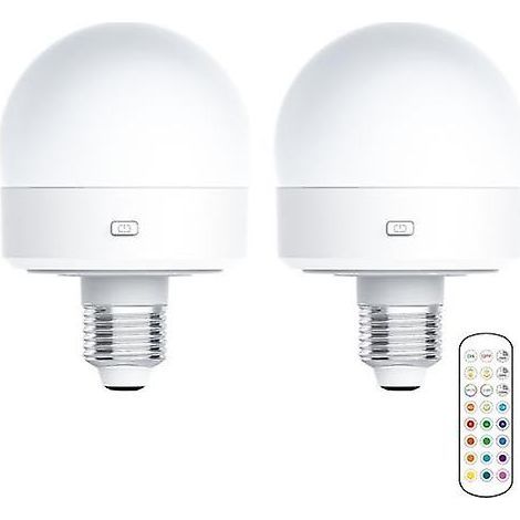 Ampoule rechargeable USB avec télécommande, minuterie, intensité réglable, facile à installer, alimentée par piles, culot E27, lampe RGB (1/5)