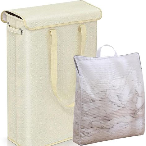 Panier à Linge Blanc Pliable avec Sac Amovible – 45L