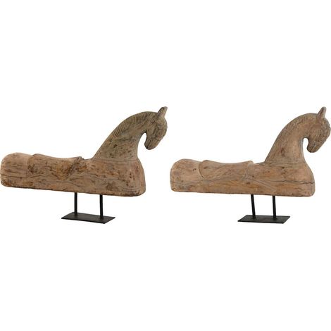 Sculpture cheval bois élégance intérieure - Bois terracotta