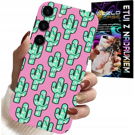 Custodia per Samsung Galaxy S23 - cactus, cactus su sfondo rosa + lamina (1/5)