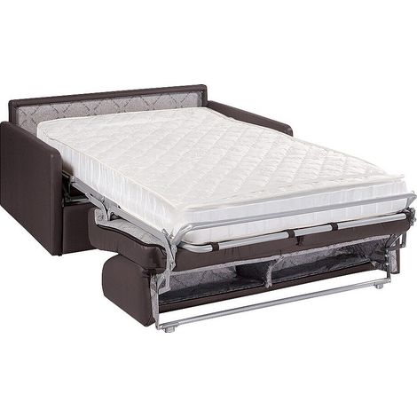 Canapé 2 places convertible express en simili marron avec assise mémoire de forme - Couchage 120 cm - Matelas 18 cm CALIFE