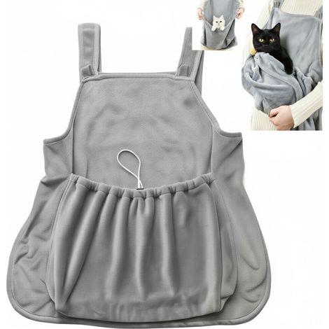 Grembiule per gatti, sacco a pelo morbido per animali domestici, sacco a pelo soffice da viaggio, borsa traspirante per gatti da portare in giro – per animali di piccola taglia (grigio A) (1/5)