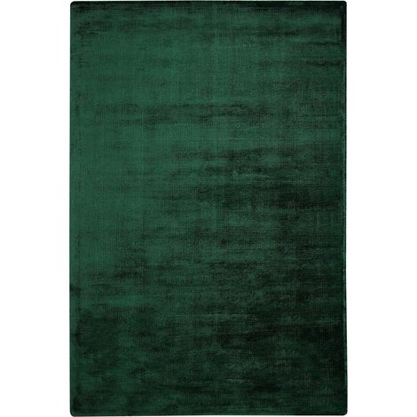 Beliani – Tapis shaggy rectangulaire en viscose 140 x 200 cm – Vert foncé – Tissé à la main – 2400 g/m2 – Doux et confortable (1/5)