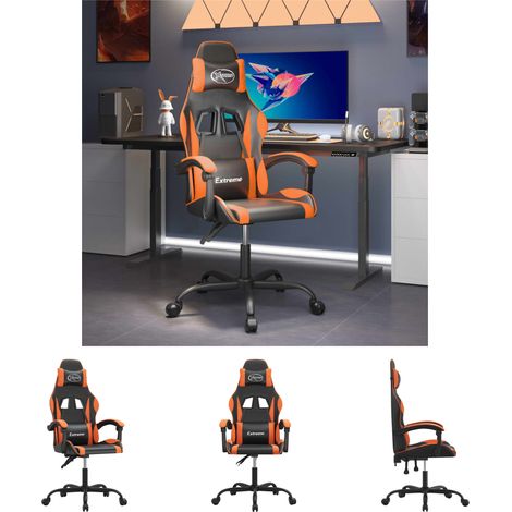 The Living Store - Gaming-Stuhl Drehbar Schwarz und Orange Kunstleder (1/5)