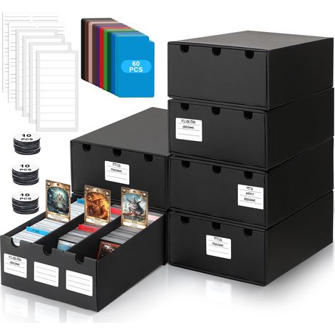 Boîte à Cartes Pour 18000+ Cartes,Boîtes de Rangement Pour Cartes à Collectionner Avec 60Pcs Séparateurs,Etiquettes et Ruban Adhésif,Boîtes Magnétiques de Qualité Supérieure de Pour TCG Carte (1/5)