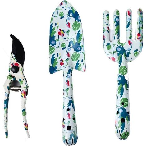 Set di 3 attrezzi da giardino ergonomici con manico per fiori, comprensivi di attrezzi manuali. (1/5)