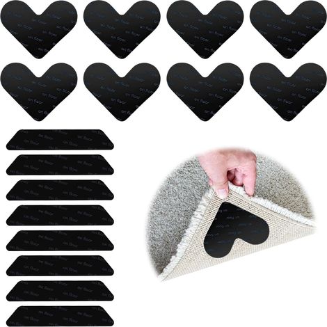 Juego de 16 pinzas para alfombras, antideslizantes y reutilizables, para suelos de madera, baldosas y mármol. Agarre perfecto y evita que se doblen las esquinas.