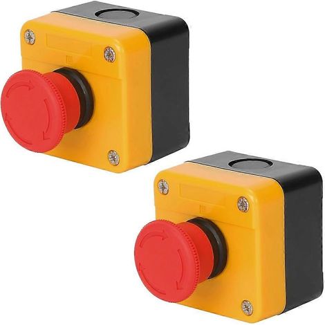 Interrupteur à bouton-poussoir d'arrêt d'urgence, 660 V 10 A, tête champignon rouge étanche, avec boîtier (1NO1NC) (1/5)