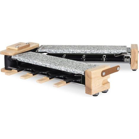 Raclette-Grill - HKOENIG - WOD362 - 1400 W - Für bis zu 8 Personen - Drehbare Grillplatte - Holzdesign