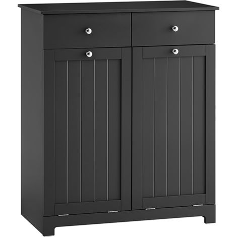 Sobuy bathroom furniture with laundry basket, toilet cabinet with 2 drawers and laundry bags, black, 78x38x90cm, bzr33-ii-sch