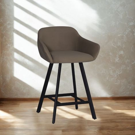 Sgabello Mey Anka 06 in taupe mit schwarzen Metallbeinen
