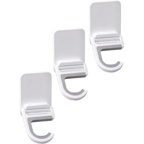 Support Mural Pliable sans Perçage, Lot de 3 Crochets Adhésifs Forte Capacité pour Balai et Serpillère, Organisateur de Rangement Pratique pour Cuisine et Salle de Bain, Blanc (1/2)