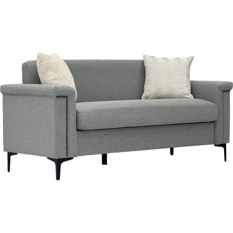 Canapé FX P22EU LG élégant en lin gris clair design moderne confort moelleux assise agréable salon appartement bureau 137 x 70 x 62,5 cm ZIPSOFA (1/5)