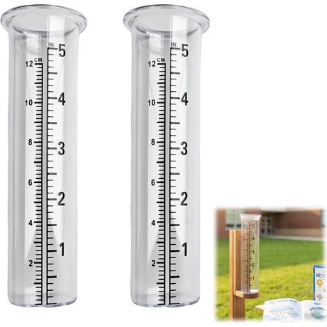 Regenmesserzylinder – 2er-Set – Transparenter Kunststoff – Präzise schwarze Skala – Garten- und Wetterstation – 15 x 4,73 cm (1/5)