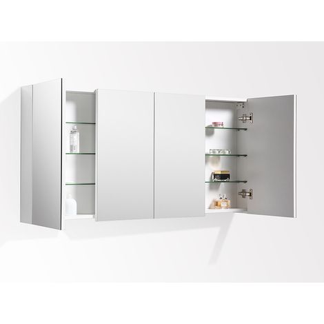 Armadietto da bagno a specchio SIENA 144 cm - laccato bianco