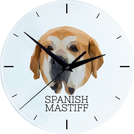Mastino spagnolo - orologio da parete geometrico con foto e scritta di Art-Dog (1/4)