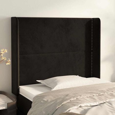 vidaXL Tête de lit avec oreilles Noir 93x16x118/128 cm Velours (1/5)